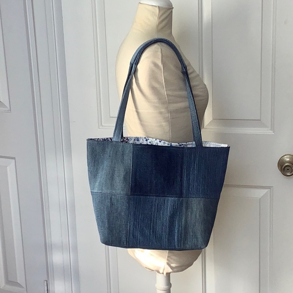 Patchwork denim tote. Newly Handmade. - Picture 2 of 5
